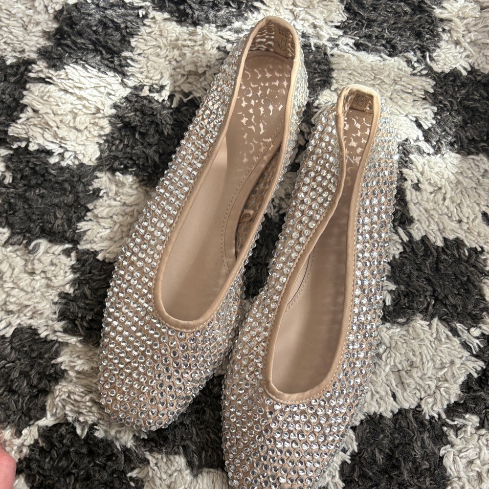 Mango Nude Crystal-Embellished mesh  Ballet Flats - Picture 7 of 8